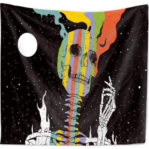 Halloween Skull Printed Tapestry Wall Hanging Bed Room Background Decor Abstract Art Terror Novel Diablo Tapestries Home Decor