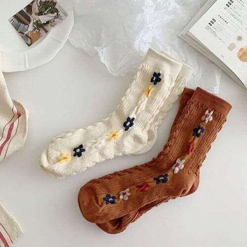 Creative Flowers Print Socks Fashion Cartoon Cotton Skate Casual Socks Women Streetwear Funny Kawaii Short Happy Socks Ladies