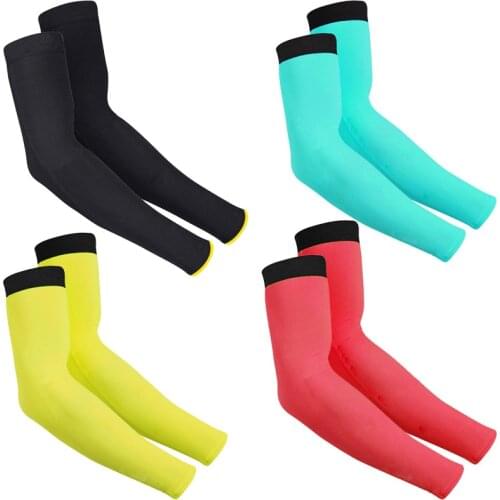 New Men Cycling Running Bicycle UV Sun Protection Cuff Cover Protective Black Yellow Blue Bike Sport Arm Warmers Sleeves