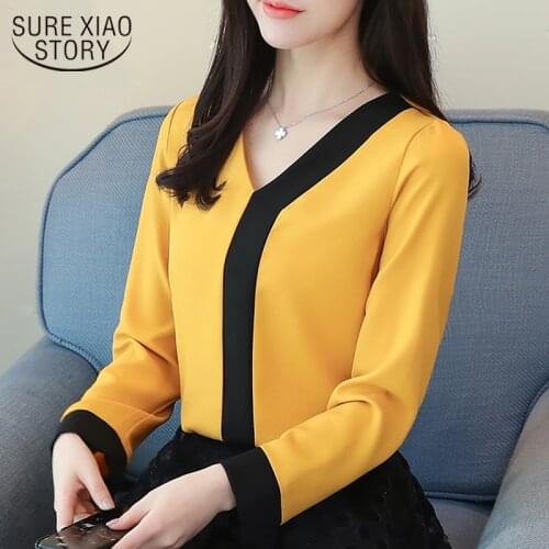 New Fashion Long Sleeve White Women Tops Chiffon Womens Clothing OL Blouse V-neck Womans Shirt Womens Tops and Blouses D826 30