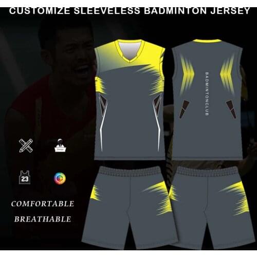 DIY New men female sleeveless badminton jersey sports training match suit can be customized as your design