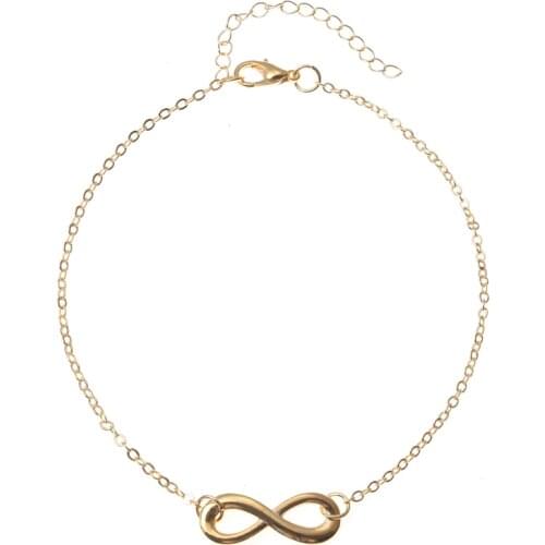 2021 New Trendy Simple Infinity Anklets For Woman Girls Bohemian Vintage Footwear Summer Ocean Beach Ankle Bracelet Foot Jewelry