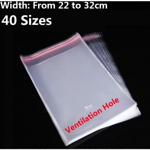 Transparent Self Adhesive Resealable OPP Poly Plastic Packaging Bag Clear Self Sealing Cellophane Cello Bags Clothes Packing Bag