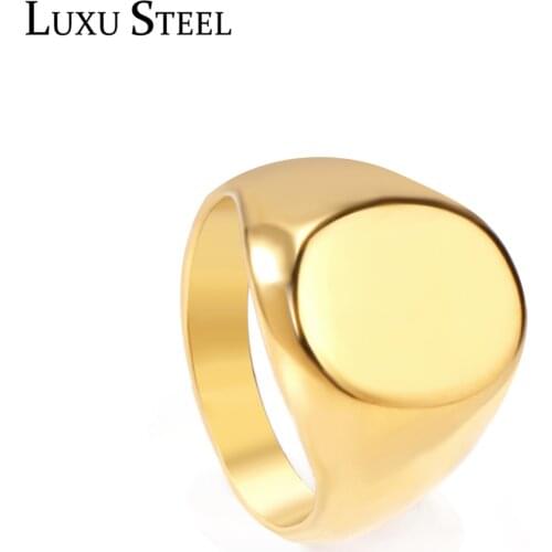 LUXUSTEEL Big Size New Punk Jewelry Stainless Steel Gold Rings Women Men High Polish Geometry Fingers Rings Wholesale Gift