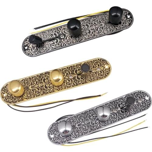 3 Way Switch Knobs Loaded Guitar Control Plate, Beautiful Carved Pattern, for TL Guitar Replacement