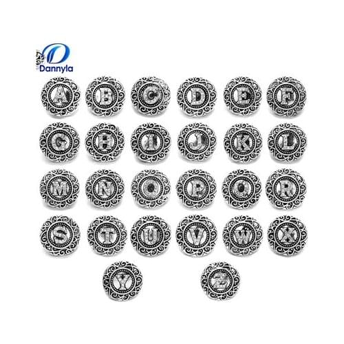Sliver color and dark color letters snap jewelry fit button bracelet necklace jewelry LSSN375