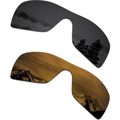 SmartVLT 2 Pieces Polarized Sunglasses Replacement Lenses for Oakley Batwolf Stealth Black and Bronze Gold