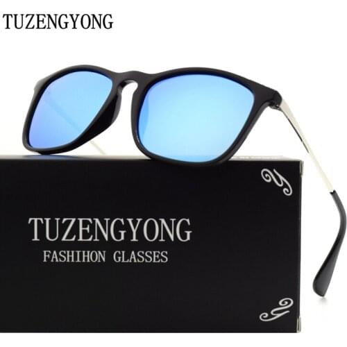 TUZENGYONG Fashion Brand Design Sunglasses Men Women Square Black Frame Polarized Sun Glasses UV400 Oculos Original Packaging