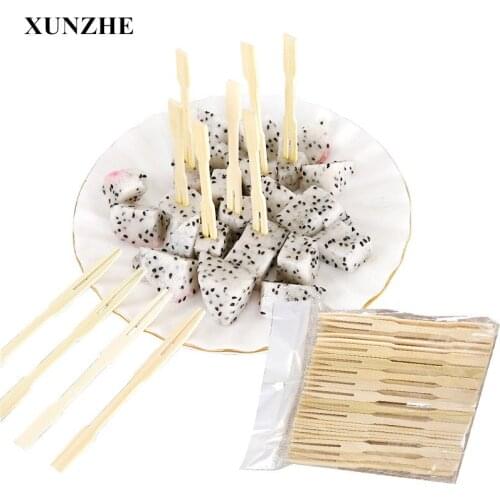 XUNZHE 100 pcs/bag Natural nanzhu Fruits Fork Vegetable Fork Fruit Snack Dessert Forks Holder For Party cake fork