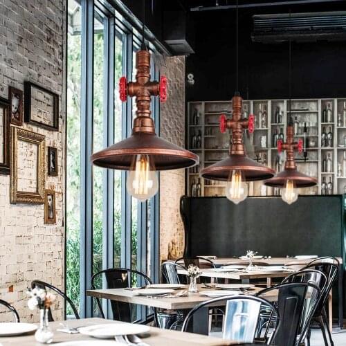Vintage Industrial Pendant Light Retro Loft Water Pipe Ceiling Hanging Lamp Home Lighting Fixture Bar Restaurant Kitchen Decor