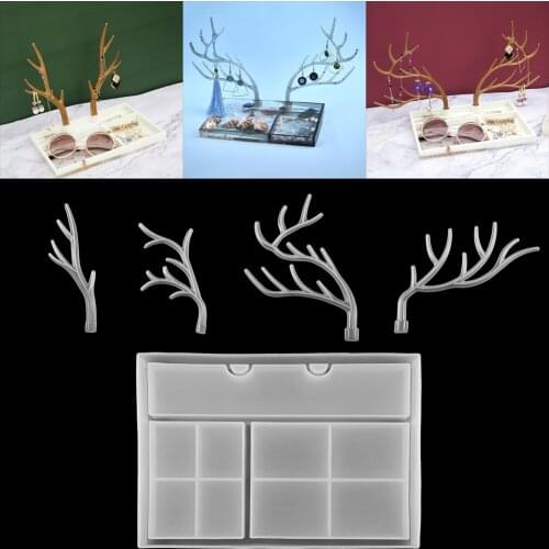 Jewelry Display Resin Mold Big Antler Tree Branch Rack DIY Resin Epoxy Silicone Mold Jewelry Tray Mold For Jewelry Crafts Making