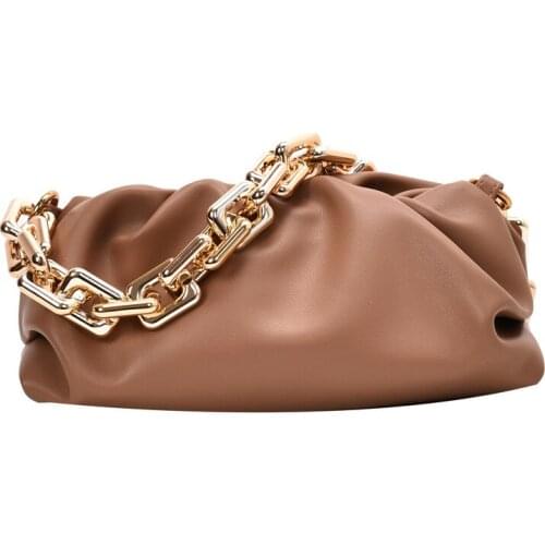Women Fashion Shoulder Bags Chains Cloud Shape Handbag Clutch Purse Pleated A031
