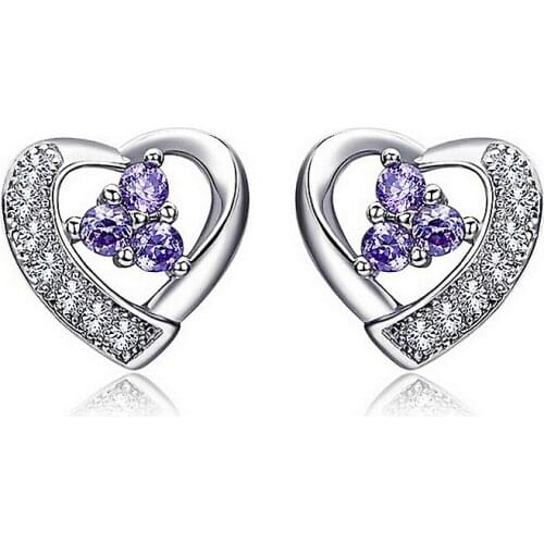 Summer Sale 925 Sterling Silver Romantic Heart Design Stud Earrings For Woman Top Quality Ear Accessories Gift Jewelry