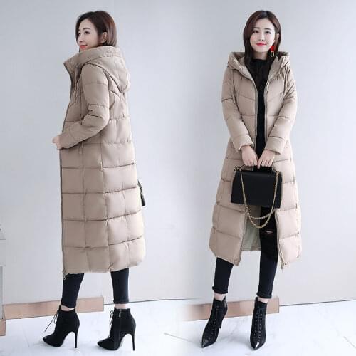Women winter bubble coats down long padded clothes solid color black jacket puffer warm thick winter parkas