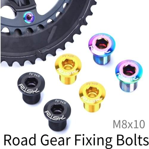 RISK M8x10 4pcs/box Road Bike BicycleChainring Chain Wheel Gear Fixing Bolts Screws Nuts For Most Cranksets 105/UT6800/R8000/DA