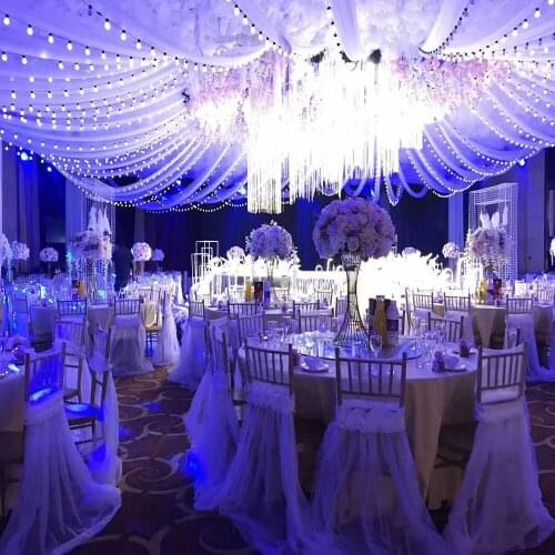 Hot Sale 100 PCS Free Shipping Wedding Dress Romantic Organza Chair Cap Ruffuled Lace Chair Cover