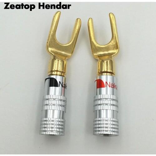 2Pcs Gold Plated Nakamichi Brass Y Y U- type Screw Spade Terminal BINDING POST Banana Plug Speaker Cable Wire Connector