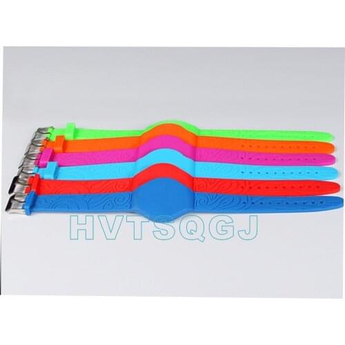 50pcs Free shipping Programmable 125KHz Adjustable RFID/NFC Silicone Bracelet Wristband Watch