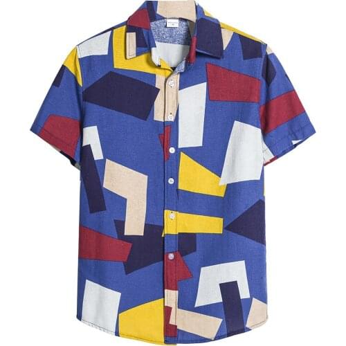 66# New Street Style Summer Hawaiian Shirt Mens Cool Cardigan Short Sleeve Hawaiian Beach Flower Shirt Mens Turtleneck Shirt