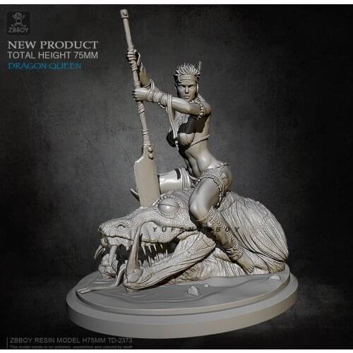 75mm Resin mode kits Sitting Dragon Beauty self-assembled TD-2373