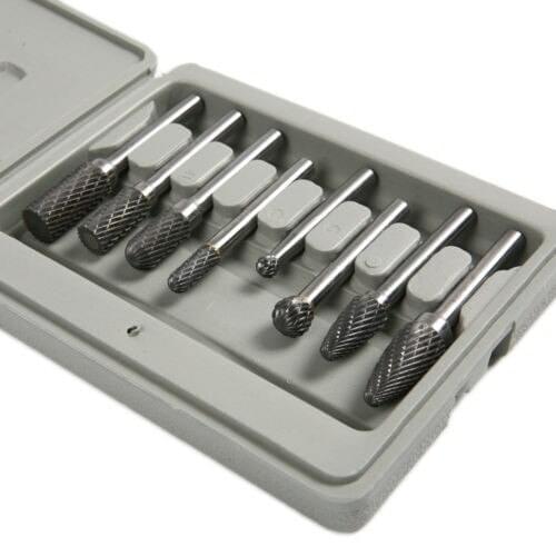 8Pcs 1/4" Tungsten Carbide Burr Bit 6mm Rotary Cutter Files CNC Engraving Tool Nice Gifts