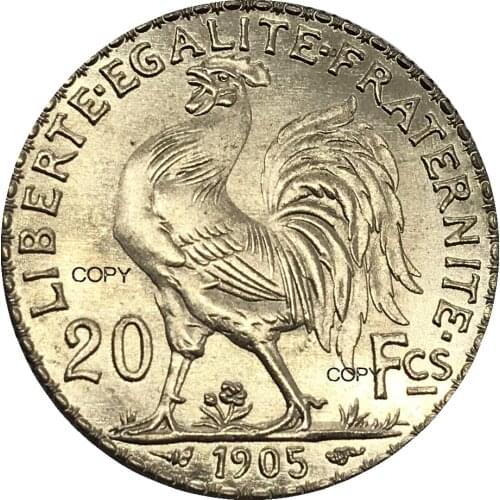 Aliexpress france France Gold 20 Francs 1905 Gold Marianne Rooster Brass Metal Copy Coin