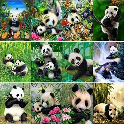 Diy 5d Full Diamond Embroidery Animal Square Round Diamond Painting Panda Mosaic Furniture Decoration Hobby Gift