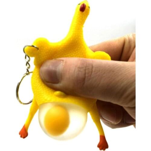 Antistress Funny Tricky Chicken Toy Ventilation Hen Egg Keychain Stress Relieving Gift
