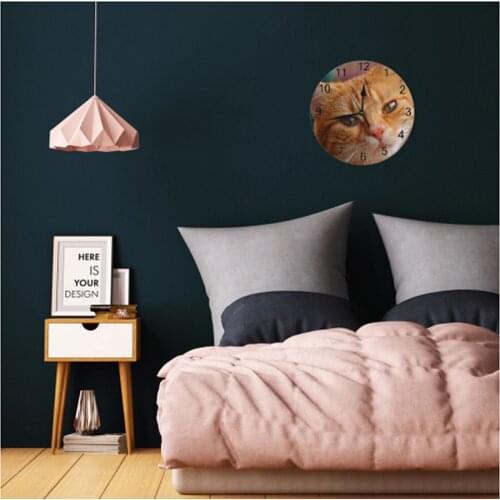 Bigs Cats Aniaml Pattern Round Wall-Clock Decor Numeral Digital Dial Mute Silent Non-Ticking Battery Operated Clocks Home Decor