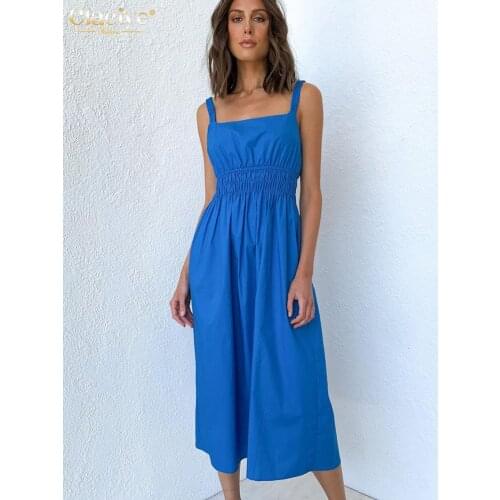 Clacive Blue Summer Dresses