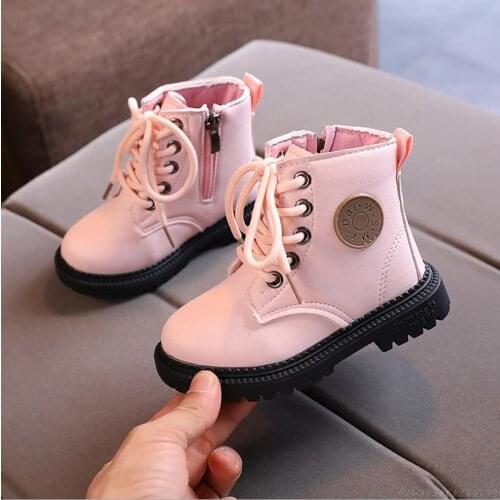 Kids Martin Boots Boys Shoes Autumn Winter Leather Children Boots Fashion Toddler Girls Boots Warm Winter Boots Kids Snow Shoes