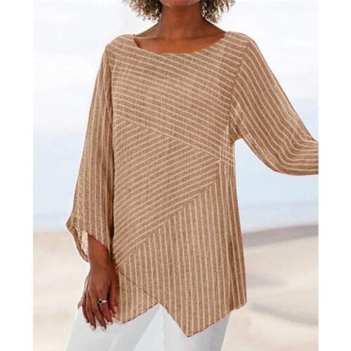 Cotton Soft Solid Blouse Summer Loose Plus Size Shirt O-Neck Long Sleeve Tops Blouses Casual Women Drop Shipping Fulfillment