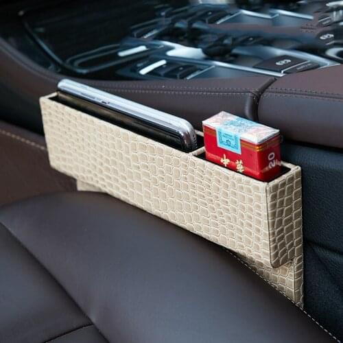 Stone Grain Car Pocket Leather Seat Gap Filler Storage Box Black Phone Cigarette Card Organizes Auto Interior Seats Accessories