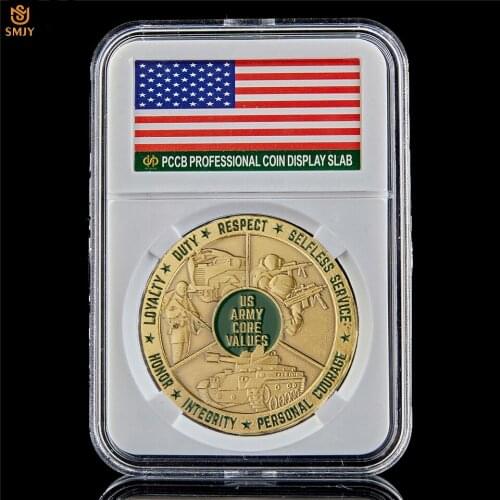 Honor Integrity Personal Courag US Army Core Values Military Challenge Coin Collection Decorative Gift Badge W/PCCB