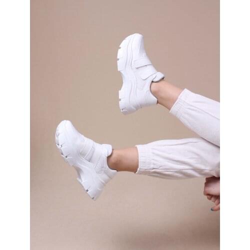 Womens Sports Shoes White Velcro Black Sneakers 2021 Summer Season