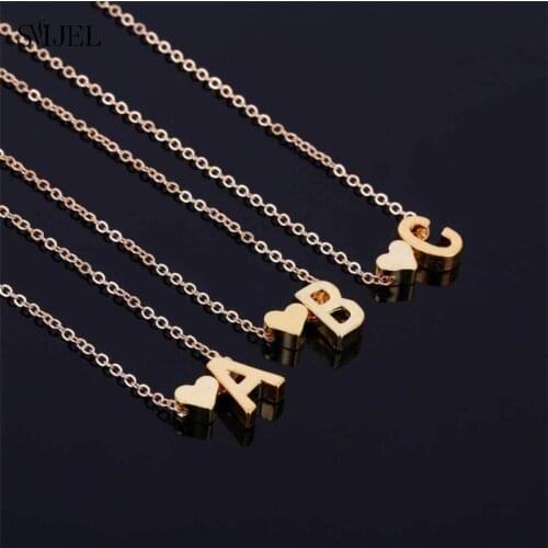 SMJEL Fashion Tiny Heart Initial Necklaces Personalize A-Z Name Choker Necklace for Women Gold Jewelry Gift Accessories