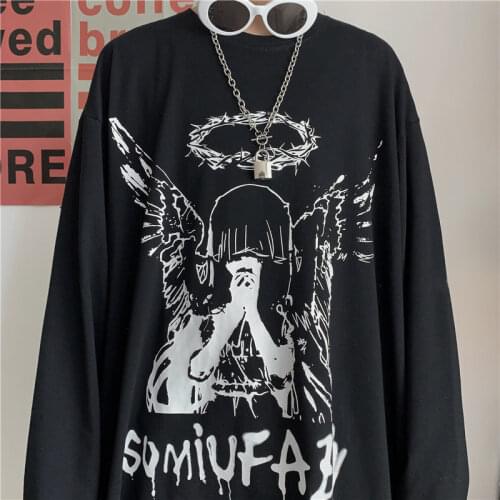 Fall 2021 loose plus size long-sleeved T-shirt mens trend Harajuku BF style t-shirt top bottoming shirt oversized t shirt