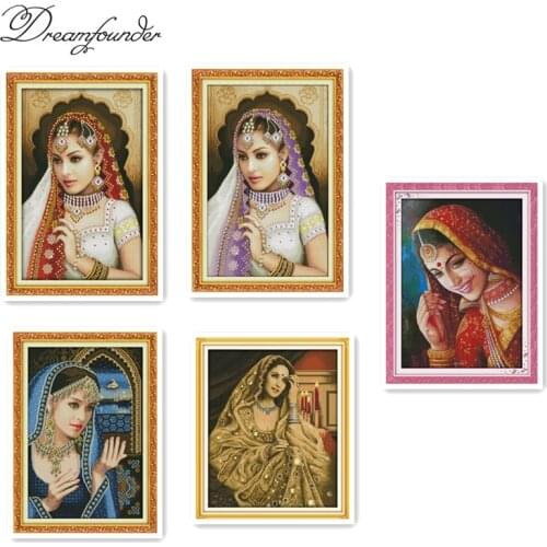An Indian beauty cross stitch kit animal18ct 14ct 11ct count print stitching embroidery DIY handmade needlework plus
