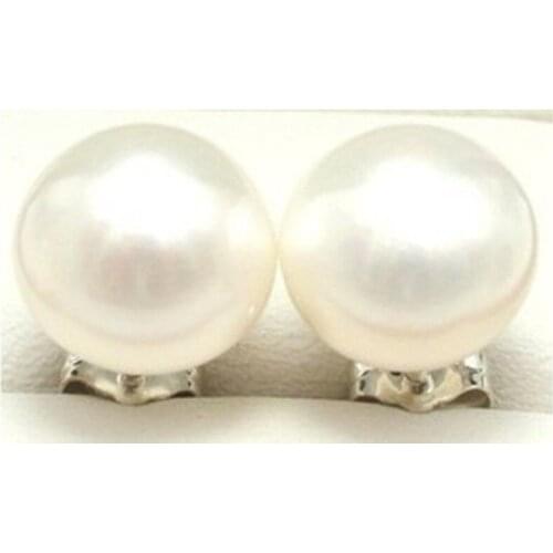 GENUINE HUGE 10-11mm AAA+ White SOUTH SEA Pearl Earring Semicircle