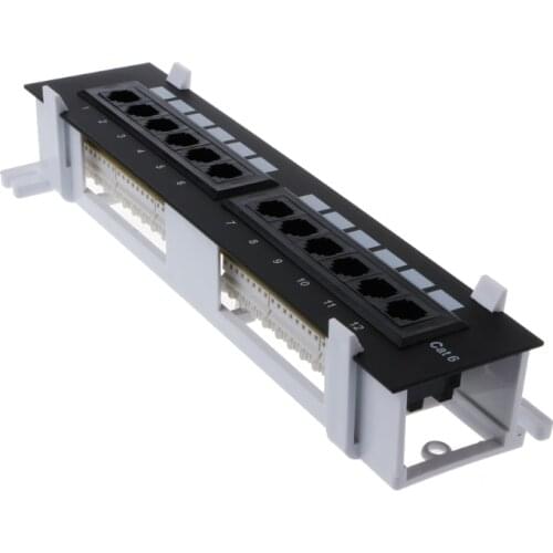 2021 New 12 Port CAT6 Patch Panel RJ45 Networking Wall Mount Rack Mount Bracket