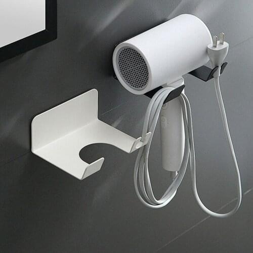 2021 New Hair Dryer Rack Without Punching Bathroom Hair Dryer Storage Rack Wall Hanging Iron Wind Tube Home Storage Bracket
