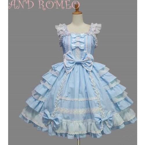 New Arrival Women Lolita Cosplay Dress Fashion Lace-up Sleeveless Princess Dress Maid Cosplay Costume Fancy Dress 6 Colors