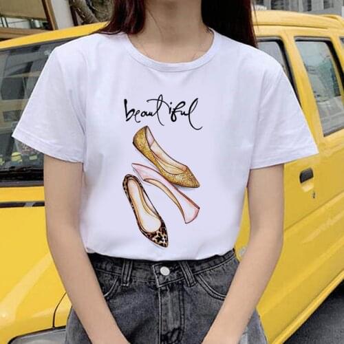 New pretty lady images Printed T Shirts Women harajuku Streetwear Casual Plus Size White T- shirt Girl Summer Tee Top Femme