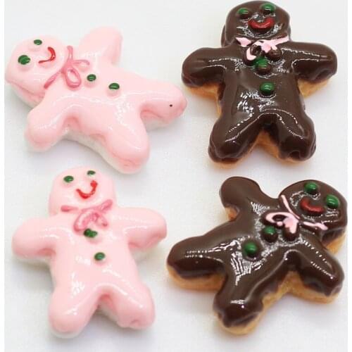 Resin Christmas GingerbSnowman Cookies Crafts Flatback Cabochon Scrapbooking Decorations Fit Hair Clips Embellishments