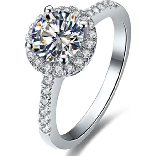 Test Positive Moissanite Ring Positive 0.5CT Engagement Ring Sterling Silver Jewelry Diamond Ring Wedding Gift Box