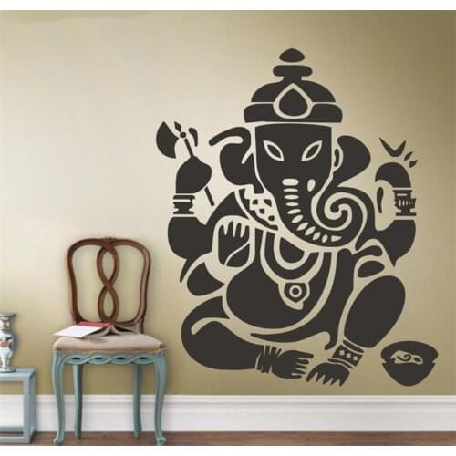 OM Ganesh Wall Decal Room Art Decor Bedroom Ganesh Elephant Yoga Buddha Mandala Ganapati Wall Stickers KW-111