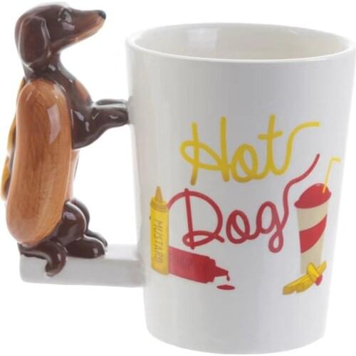 Creative Dachshund Sausage Pet Dog Personalised Coffee Mug Unique Sausage Dog Creative Fast Food Sausage Puppy Bassotto Mugs Cup