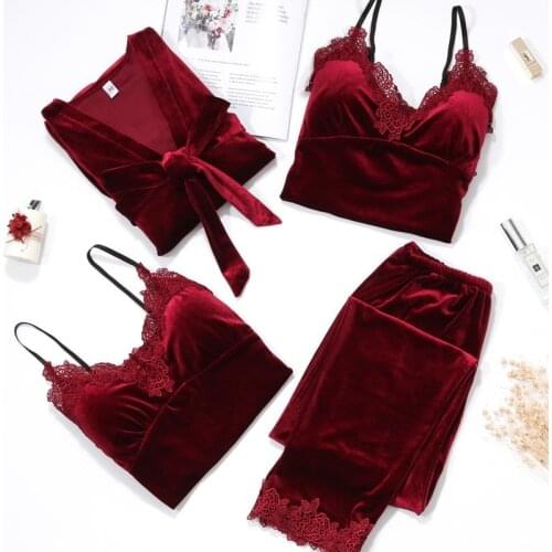Chinese Style Red Embroidery Lady Pajamas Set Spring Autumn New Satin Sleepwear 2PCS Women Floral Pyjamas Suit Plus Size 3XL