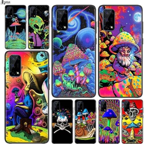 Psychedelic Mushroom for OPPO Realme V15 X5 X3 X50 X7 X2 C17 C11 C3 C2 7 7i 6 6S 6i 5 Narzo 20 Pro Black Phone Case