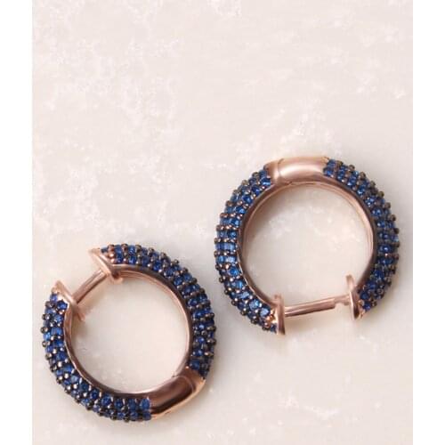 Navy blue Zircon Silver Ring Earrings